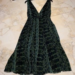 Aritzia Green snakeskin midi length dress